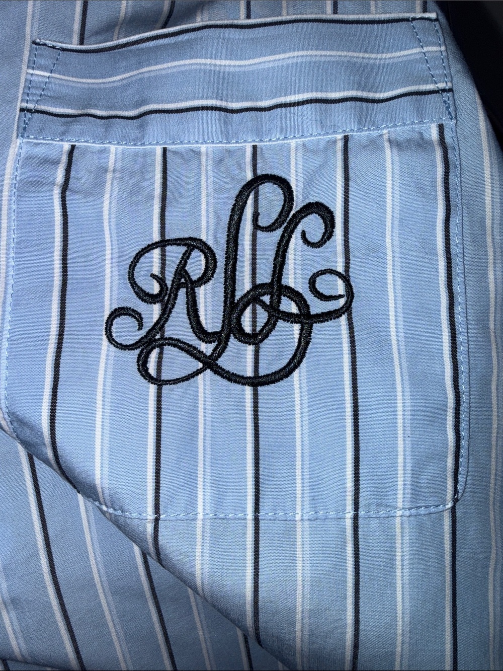 Lauren Ralph Lauren Blue Striped 100% Cotton Pajama Set | Size M - Picture 4 of 13
